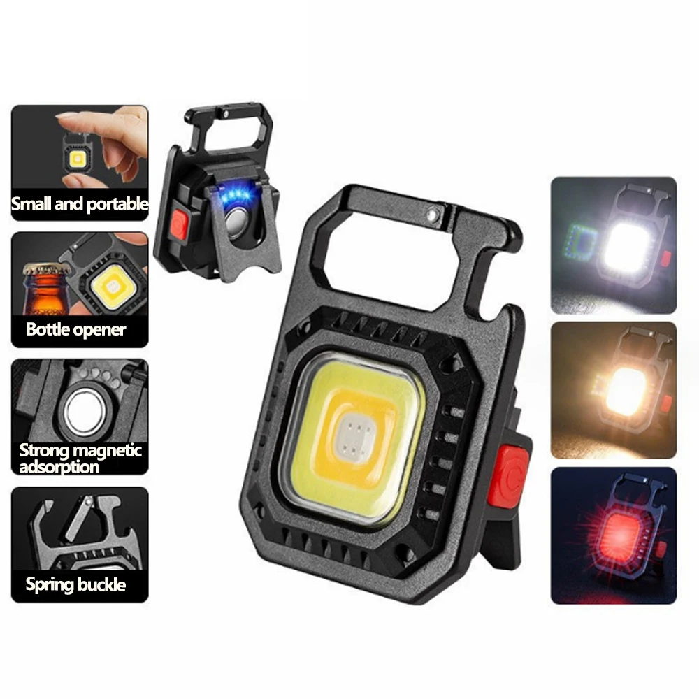 Mini multifunctional LED Flashlight Magnetic COB Outdoor Camping Pocket Work Light type-c Rechargeable 7 Modes Spotlights