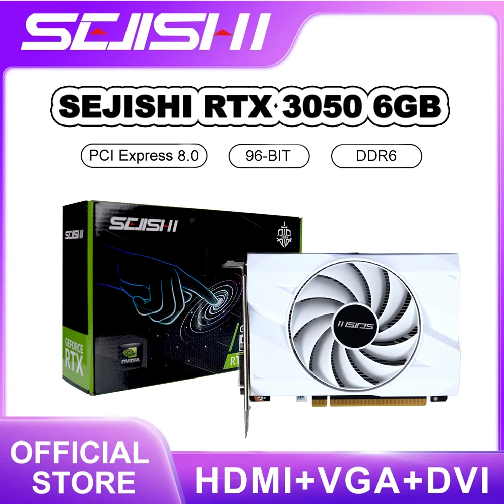 

SEJISHI SJS GeForce RTX 3050 6GB Gaming NVIDIA Graphics Card 96-bit GDDR6 HDMI*1 PCIe 4.0x8 rtx 3050 1042Mhz