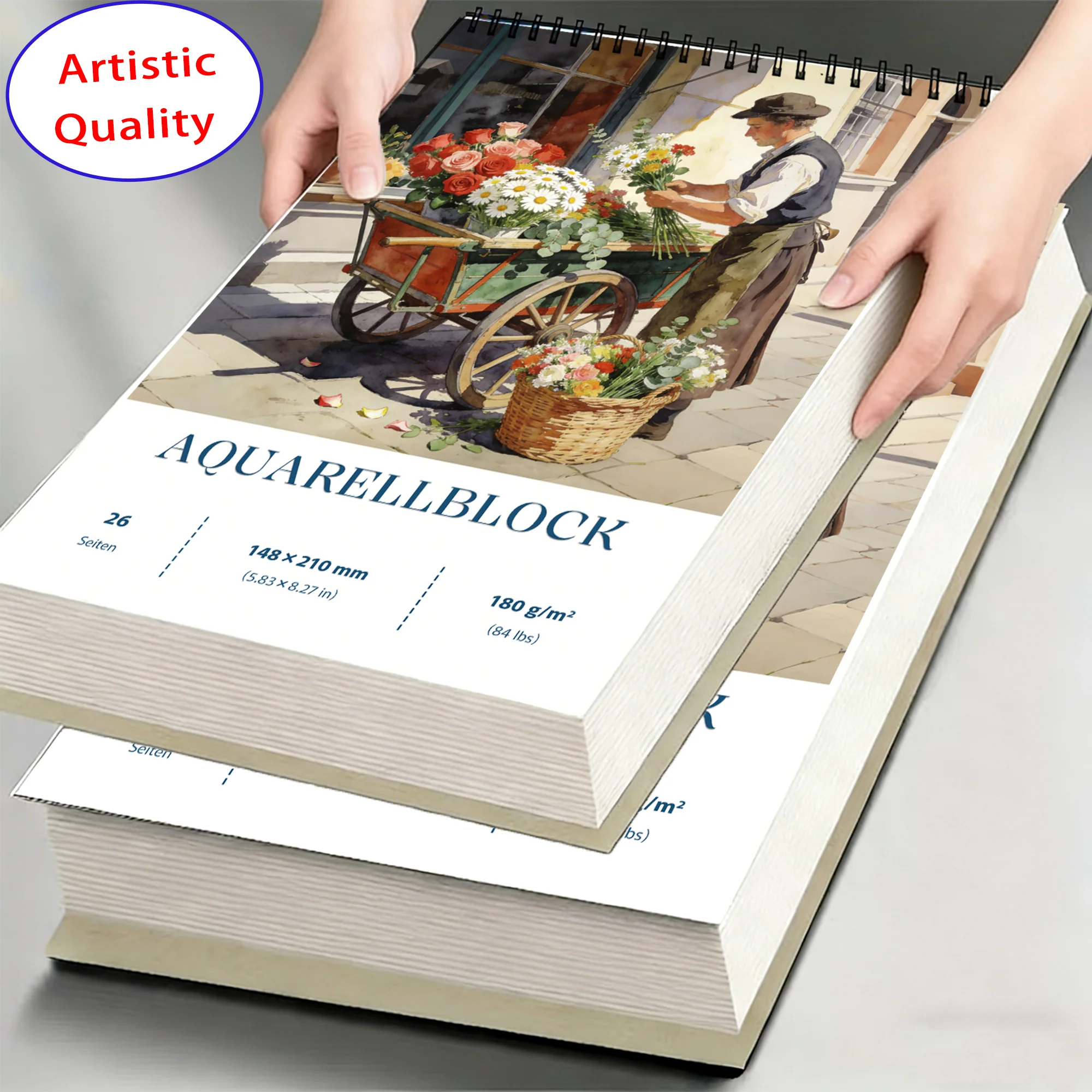 

Блок для акварели A4/A5, 180 г/м², 26 листов, на спирали, бескислотный, плотный художественный бумага для акварели, гуаши, тушью, идеально подходит