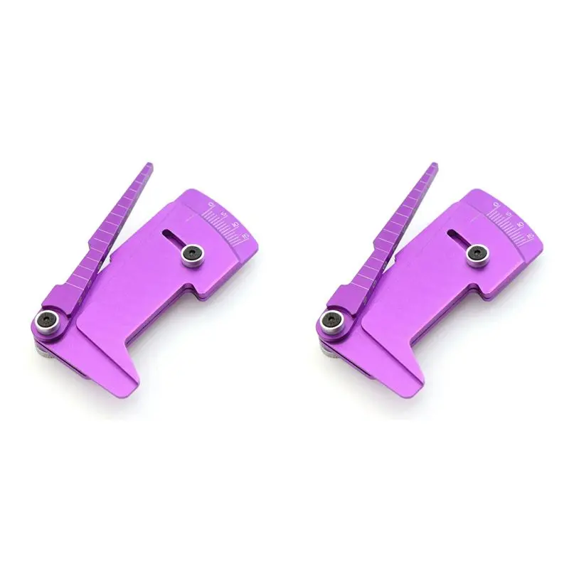 FBIL-2 Pcs Metal Camber Gauge&Ride Height Gauge Tool/Ruler For Adjusting Height And Wheel Rim Camber RC Model Car HSP,Purple