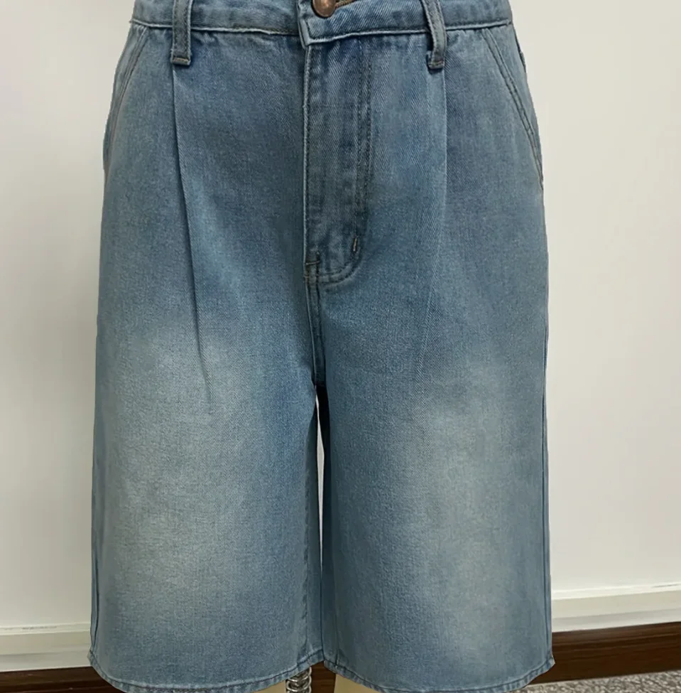 Fashion Women Denim Shorts Y2K Vintage Knee Length Shorts Loose Summer Casual Shorts Bottoms Retro High Street Wear