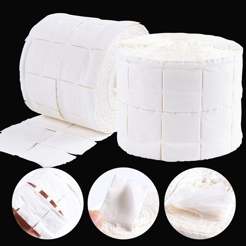 500Pcs/Roll Lint-Free Nail UV Gel Polish Remover Cotton Pads - Tearable White Clean Wipes, Manicure Makeup Soak Off Tools