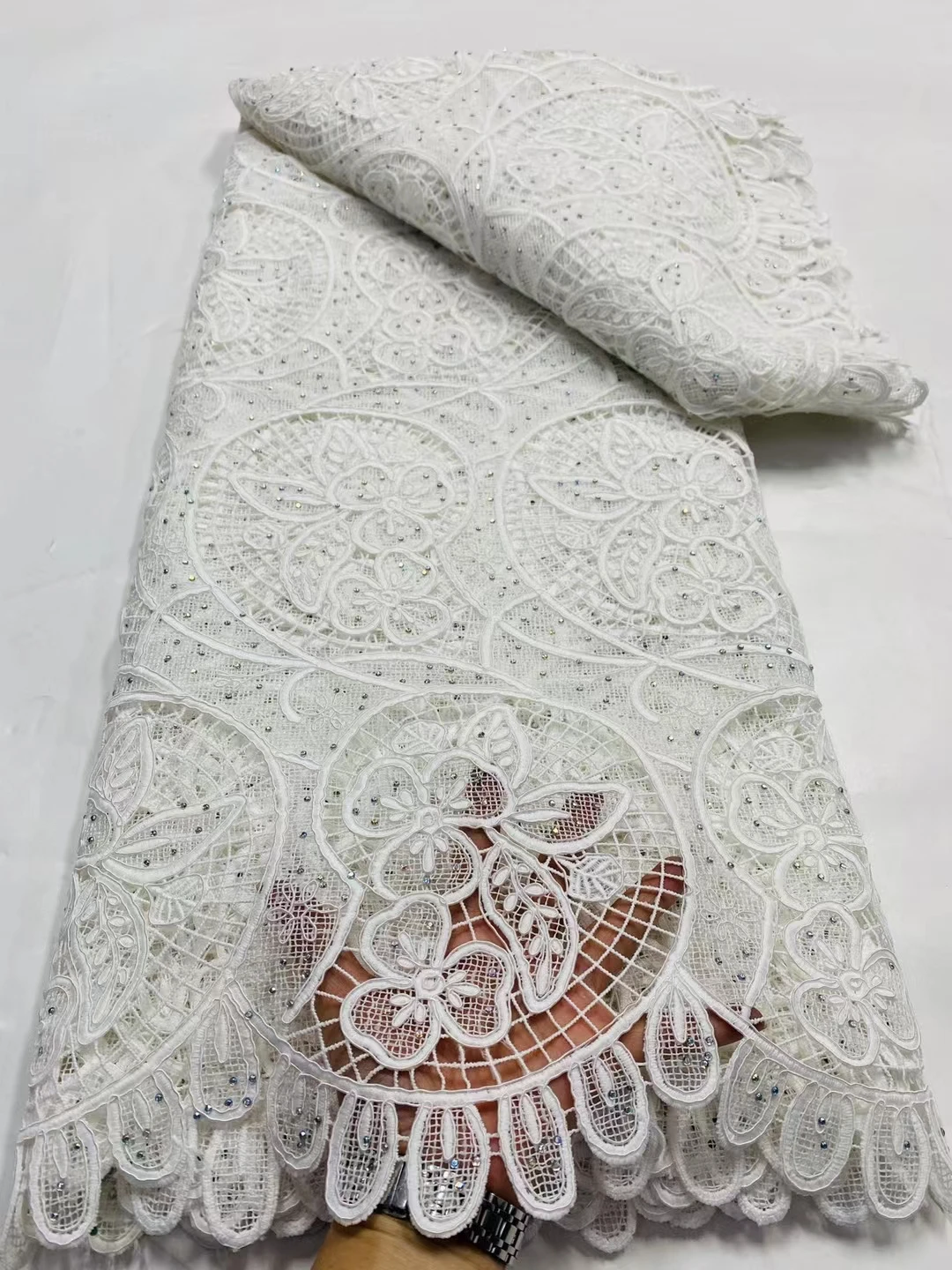 LDPG73 Brown!New fashion African water soluble lace with stones,top class embroidered guipure cord lace for party/wedding dress