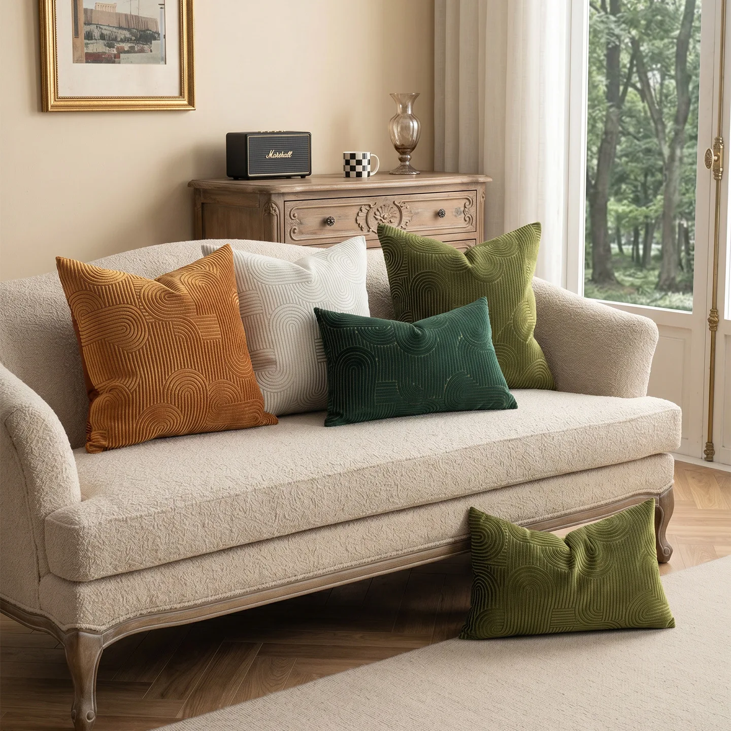 30x50/45x45/50x50cm Cut Fleece Jacquard Pillow Cover Ins Light Luxury Sofa Pillow Simple Modern Cushion Living Room