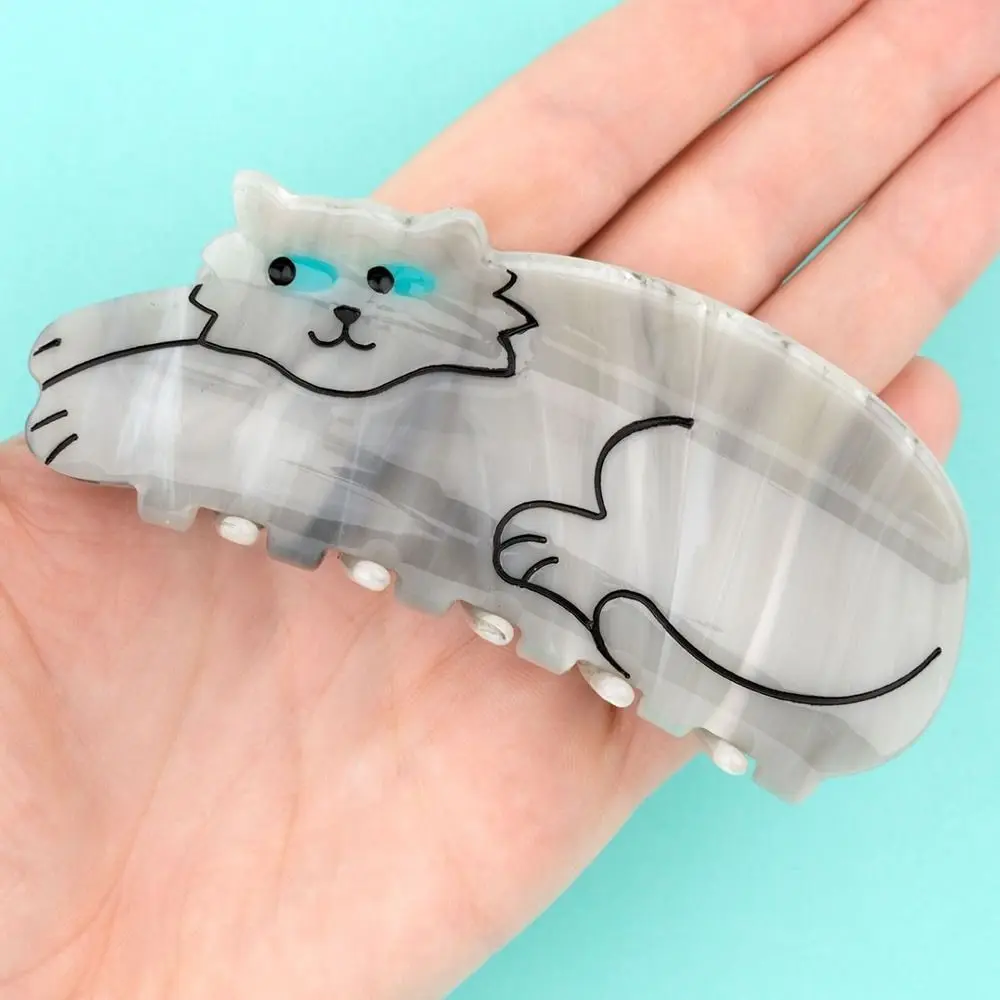 Fashion Texture Ragdoll Cat Amber Cat Scratch Clip Acetate Hair Clips Cartoon Cute HairPin Striped Styling Tool