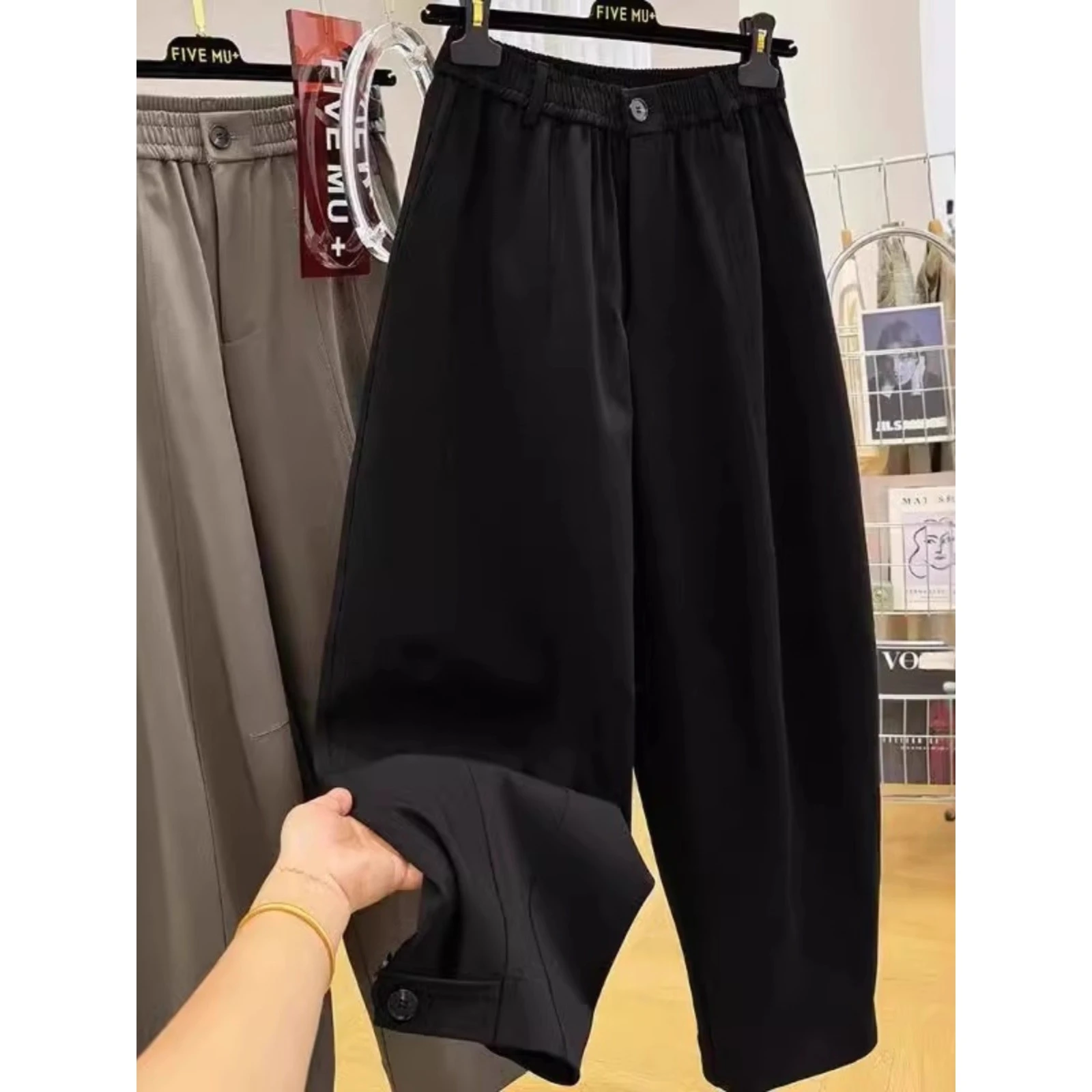 

Ретро брюки большого размера, мужские повседневные свободные широкие брюки-фонарики, теплые брюки, осень-зима, повседневная одежда из полиэфирного волокна