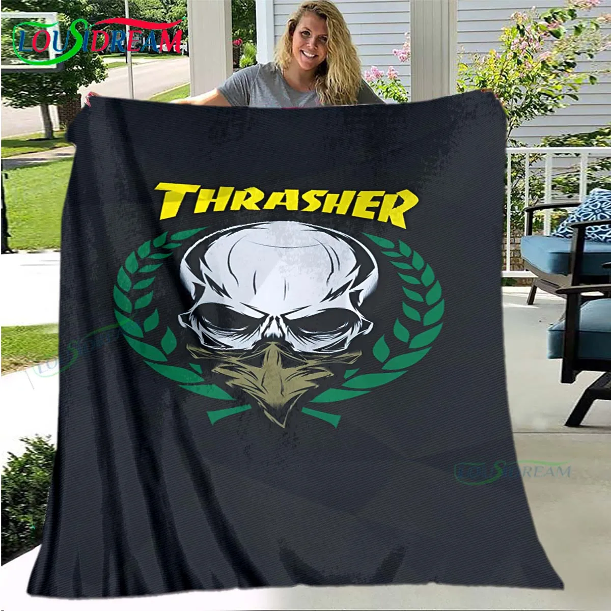 Fashion Cool T-Thrasher Printed Soft Blanket  Living Room Bedroom Sofa Bed Blanket  Gift Portable Picnic Blanket Luxury Gift