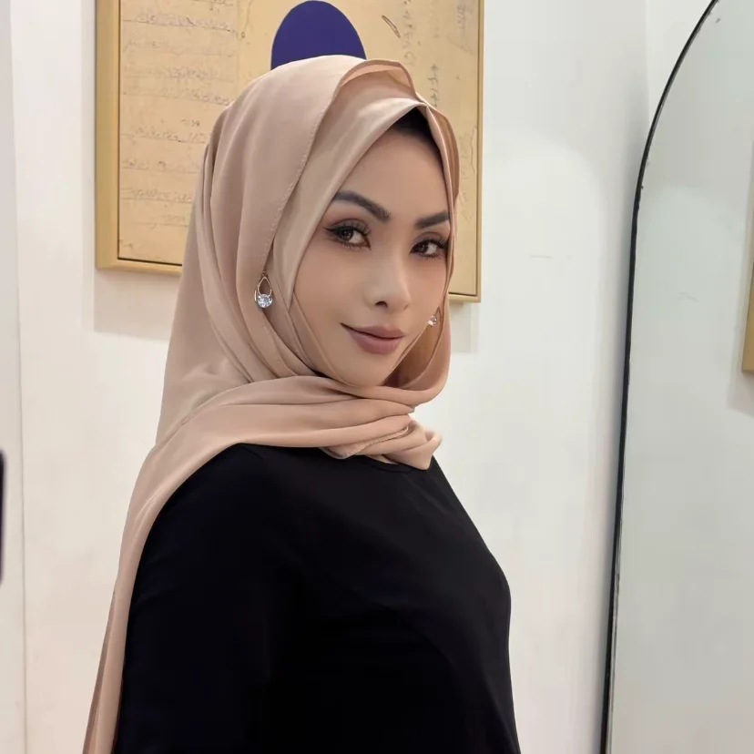 Muslim Arabian Women Rhinestone Elegant Autumn Two Layers Hijab