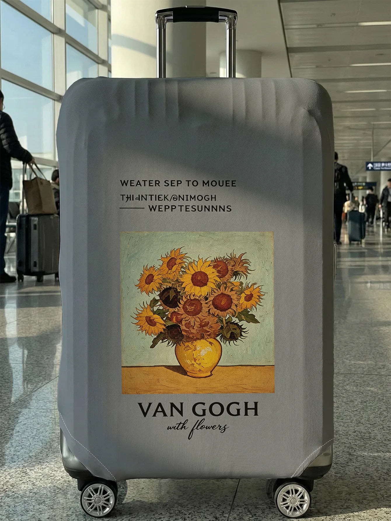 

Van Gogh Sunflowers Vintage Art Luggage Cover, Suitable for 18-32 Inch Luggage Cover, Luggage Handle Glove, Travel Accessories