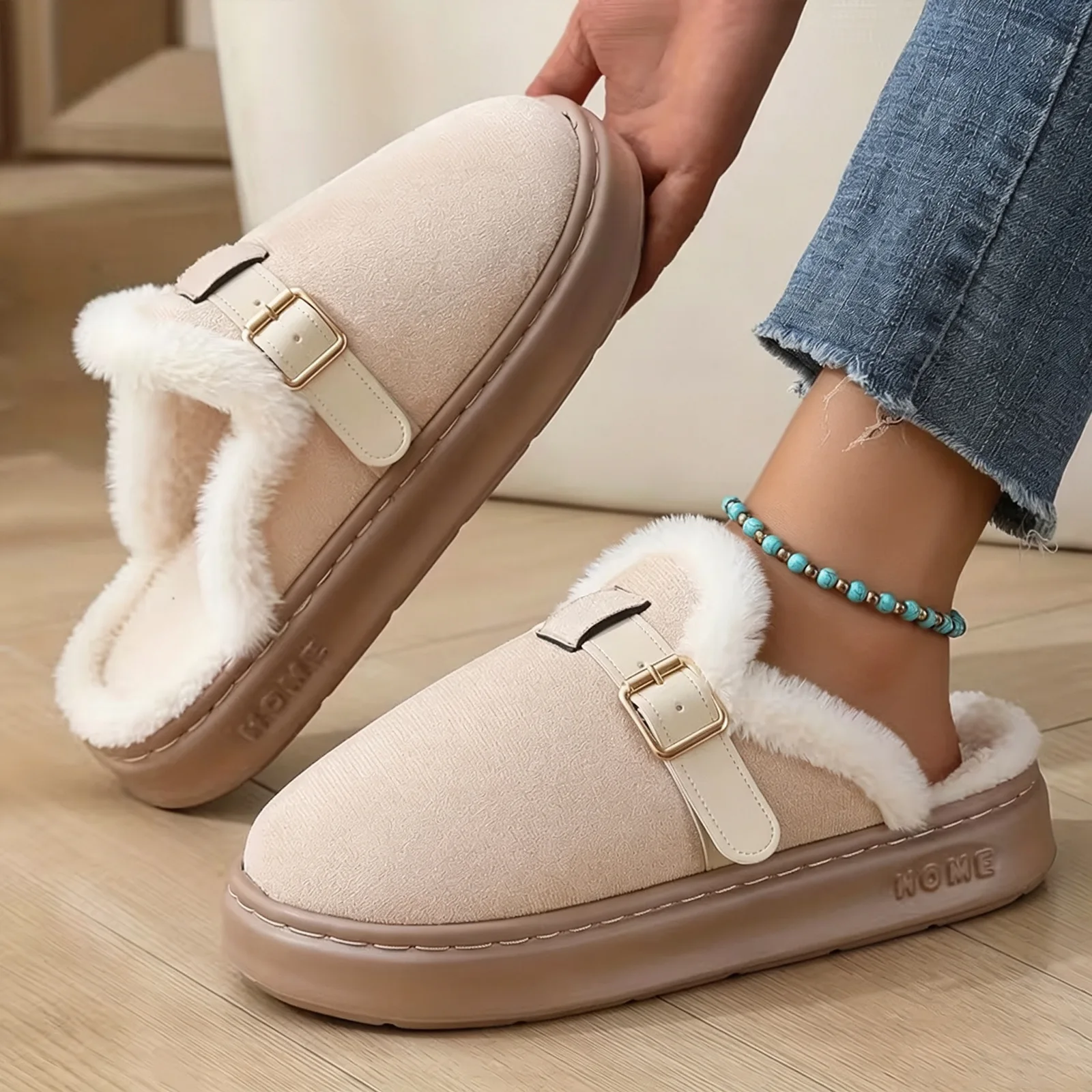 Winter Women's Slippers Home Plush Luxury Designer Woman Shoes Indoor Fluffy Fashion Platform Fuzzy Fur Slides Elegant Flat Soft