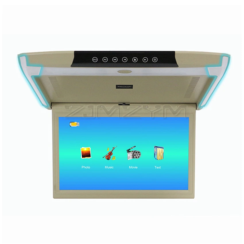15.6 Inch Car Roof Monitor TV Flip Down 1080P Video HD Screen MP5 Player with LED and Ambient Light USB HDMI FM Funtions