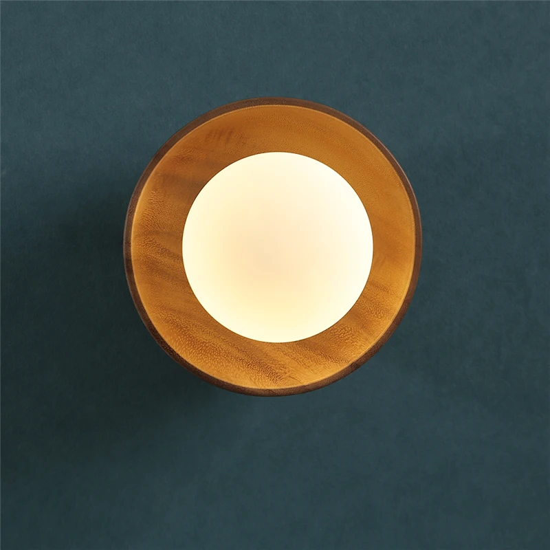 Modern Wooden Wall Lamp Nordic Log Color Walnut Wood Ceiling Lamps for Aisle Corridor Passway Stairs Surface Ceiling Lighting G9