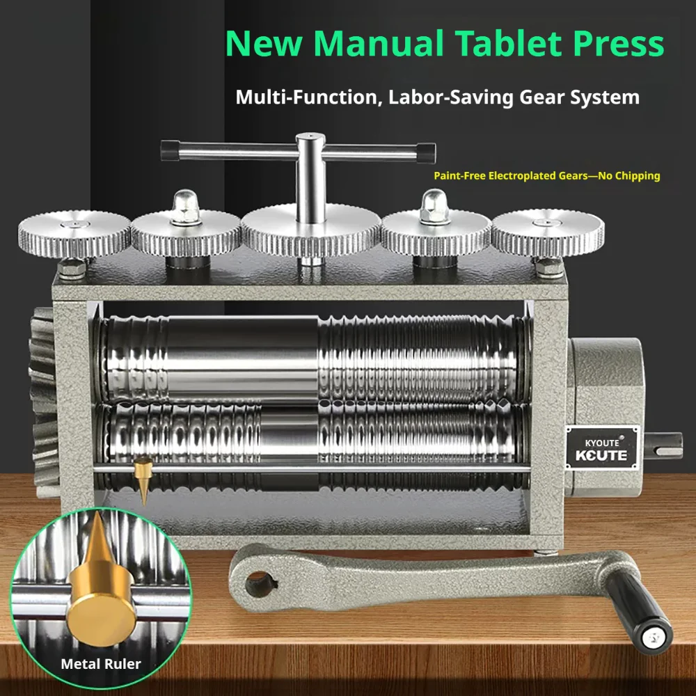 Jewelry wire press machine, gold, silver, copper, aluminum round press machine, labor-saving hand cranked extended version