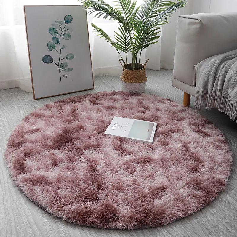 VIKAMA Simple Velvet Carpet For Living Room Coffee Table Rug For Bedroom Vanity Table Round Carpet Anti-Slip Home Decoration