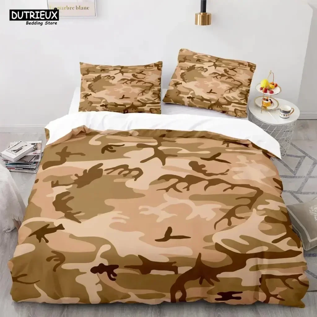 Modern Camouflage Fashion Green Camo Comfortable Duvet Cover Pillowcase Bedding Set Children Bedroom Decoration Home Textile
