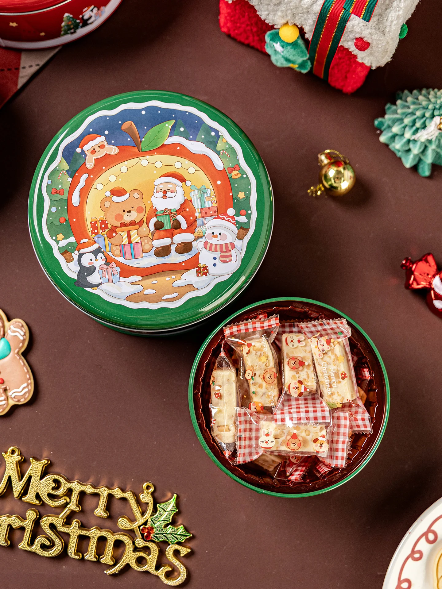 

Креативная подарочная коробка Cisas, жестяная канистра в стиле ампир, праздничные конфеты, печенье, круглая мавпа, детский контейнер для хранения Snas, мультяшный ...