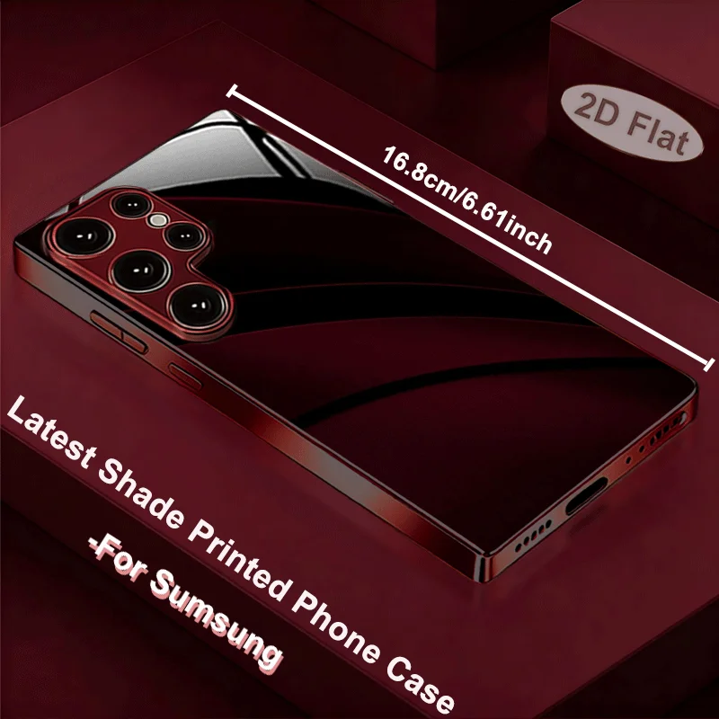 Vertical curved glass phone case suitable for Samsung Galaxy S26 S25 S24 S23 S22 S20 FE/Ultra/Plus anti drop back cover
