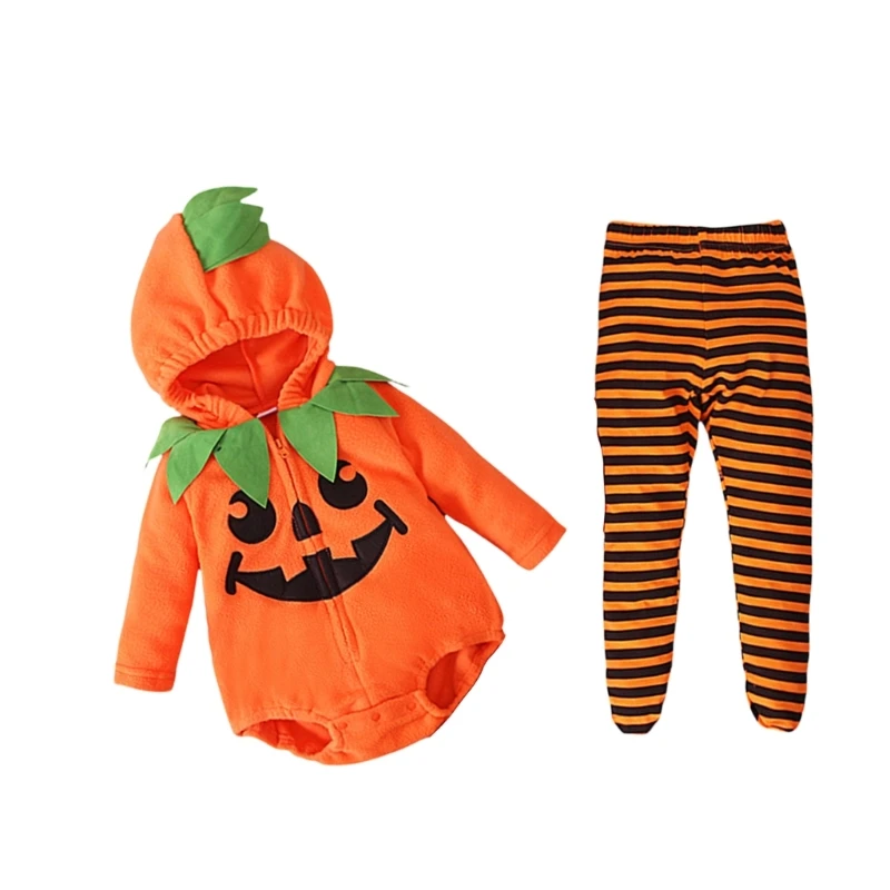 634C Halloween Pompoen Babykleding Halloween Pompoen Kostuum Hoodie Romper Broek Outfits