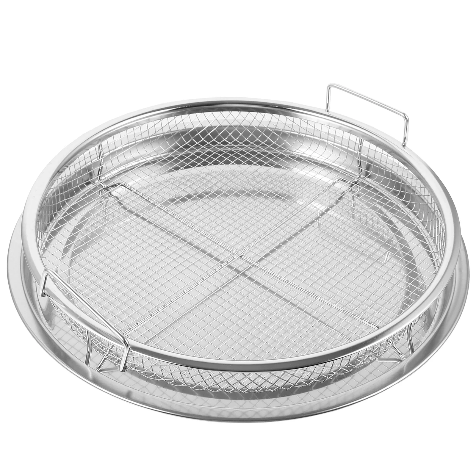 

1 Set Stainless Steel Baking Tray Multi-Functional Oven Air Fryer Grilling Pan Barbecue Serving Dish For Fried Food Snack Fruits