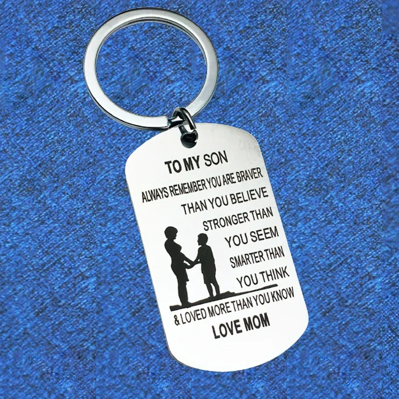 Son Inspirational Keychain Pendant Metal Key Chains To My Son Always Remember You Are Braver Stronger Smarter Than You Believe