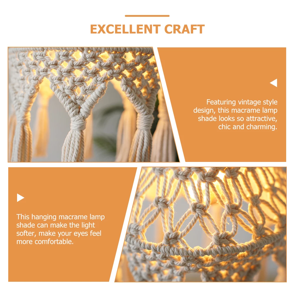 

Macrame Lampshade Pendant Light Shade Hanging Decor for Home Kitchen Hallway Christmas New Year Gift Light Covers