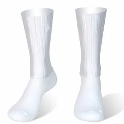 Anti Slip Silicone Summer Aero Socks Whiteline Cycling Socks 2024 Men Bicycle Sport Running Bike Socks Calcetines Ciclismo