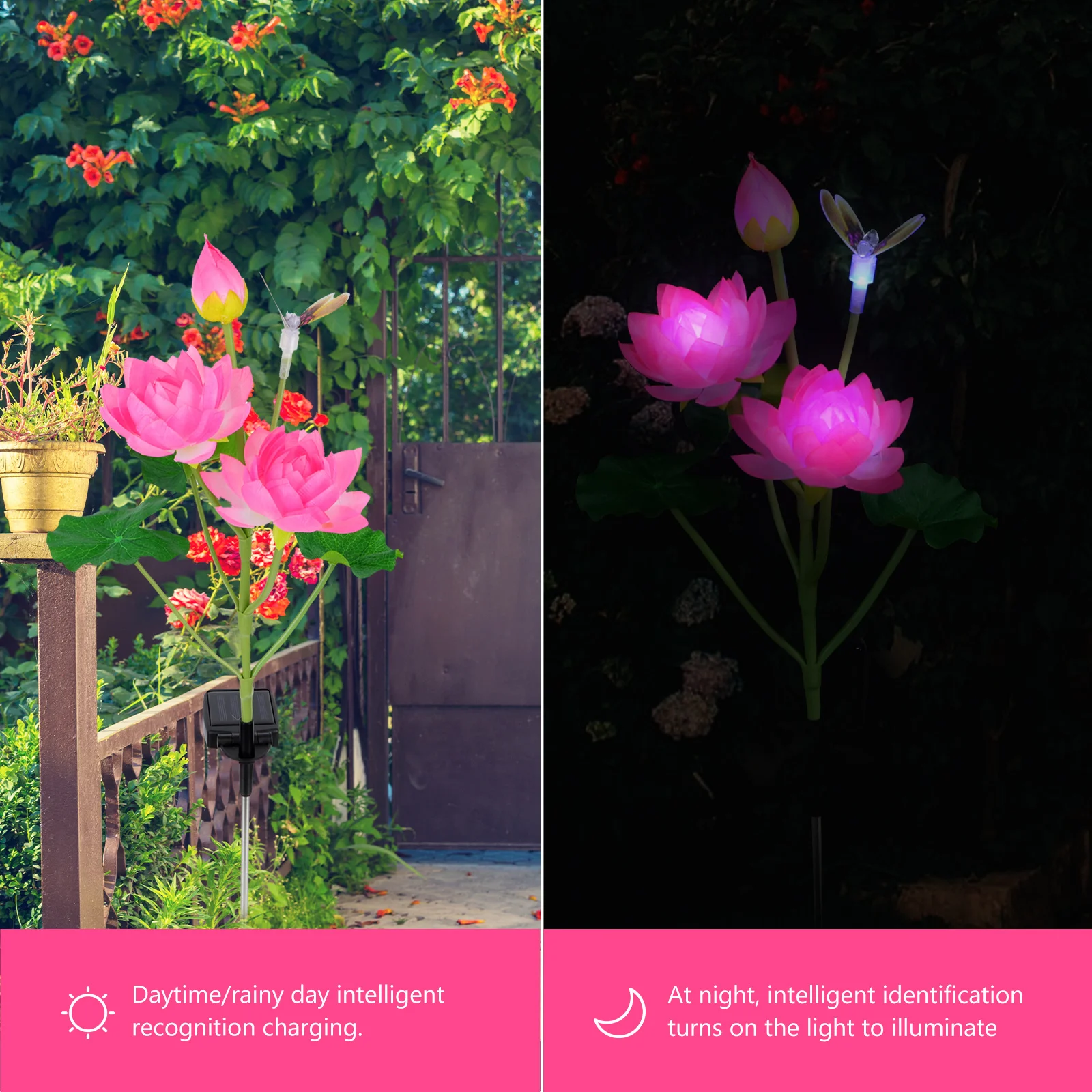 

Waterproof Solar Lotus Light Outdoor Garden Lamp Color Changing LED Flower Light Lawn Butterflies Dragonflies Solar Yard