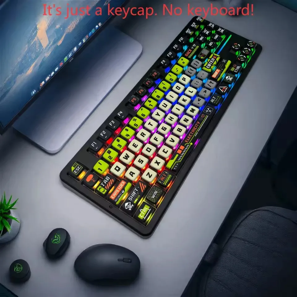 أغطية مفاتيح مخصصة لعبور يوم القيامة 125 مفتاحًا PBT + PC SAX أغطية مفاتيح بودنغ شفافة رباعية للوحة المفاتيح الميكانيكية لمفتاح MX