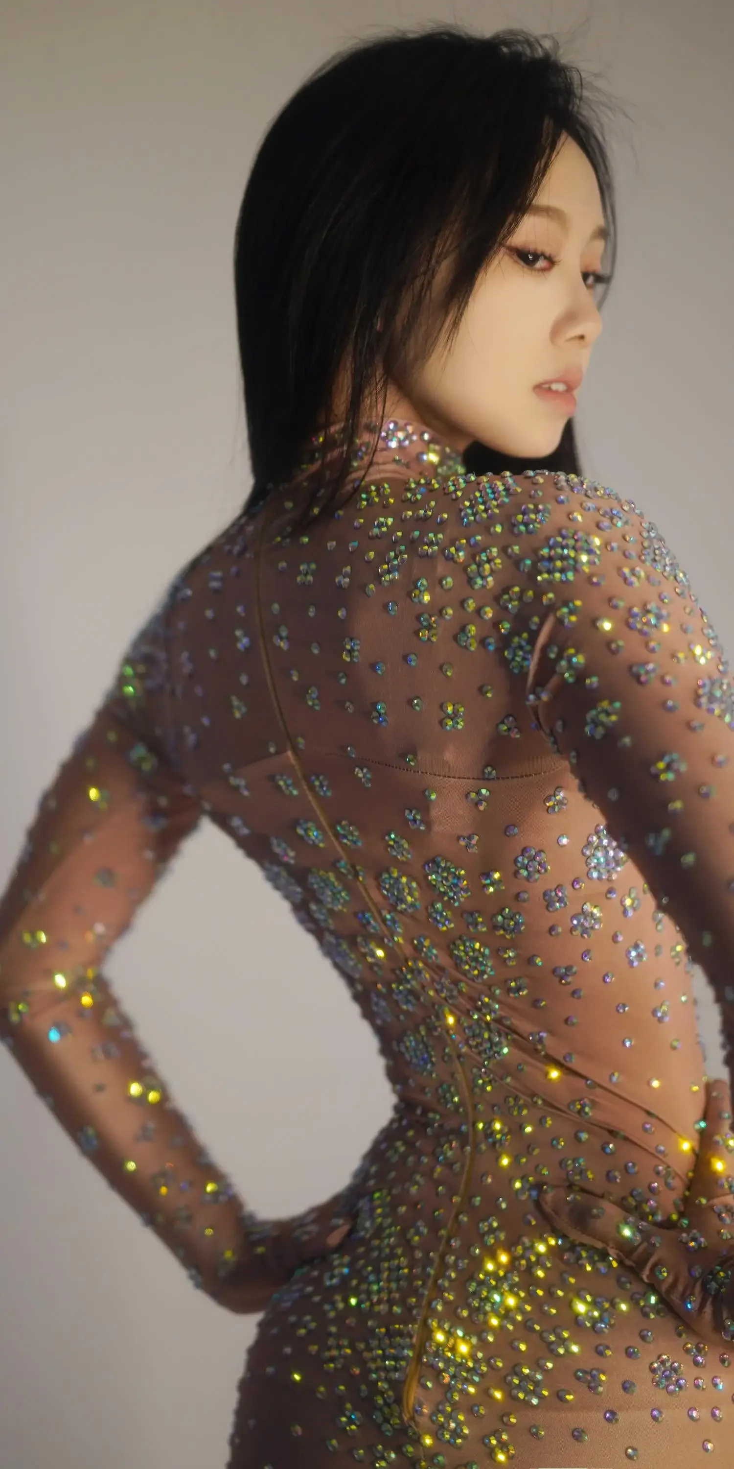 الفاخرة البريق قفازات طويلة الراين بذلة المرأة مثير نادي حفلة عيد ميلاد أداء سحب الملكة الملابس دنة Yuyuan #2