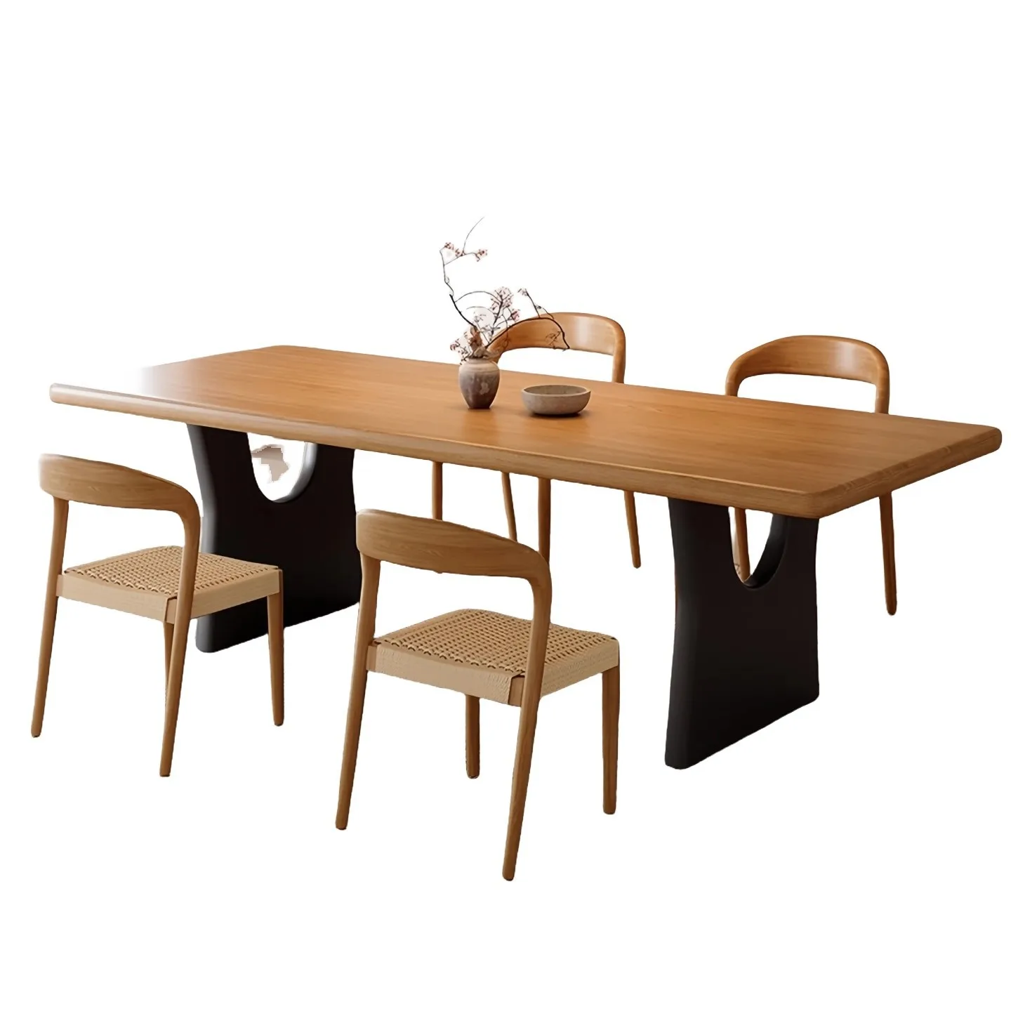 Wabi Sandy Wind Solid Wood Japanese Dining Table Hotel Homestay Designer Log Wind Household Rectangle Small Apartment Dining