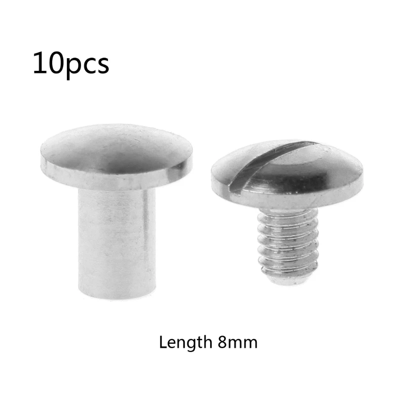 10 Pairs Metal Chicago Screw Post Leather Screw Nail Rivet Button Solid Belt Tack Screw for DIY Leather Decoration