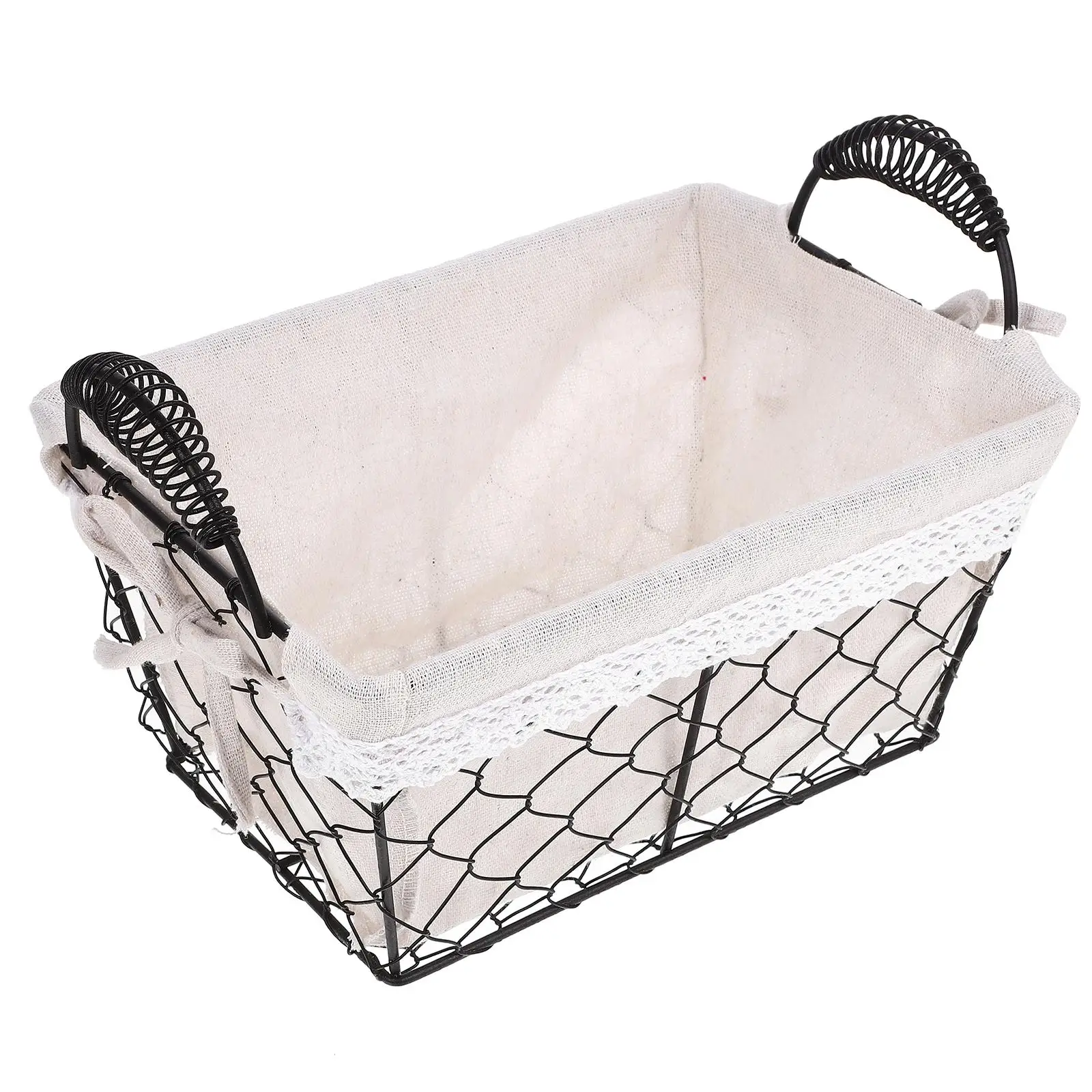 

Fruit Handheld Wire Egg Baskets Storage Bread Cotton Shopping Iron Cloth Detachable Washable Home Organization Household