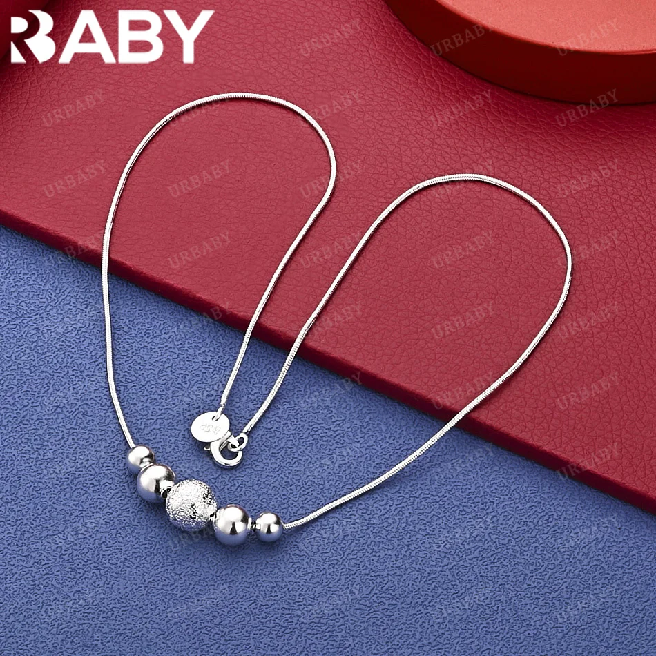 

URBABY 925 Sterling Silver Beads Chain Necklace For Women Charm Trend Birthday Gifts Fashion Party Fine Jewelry