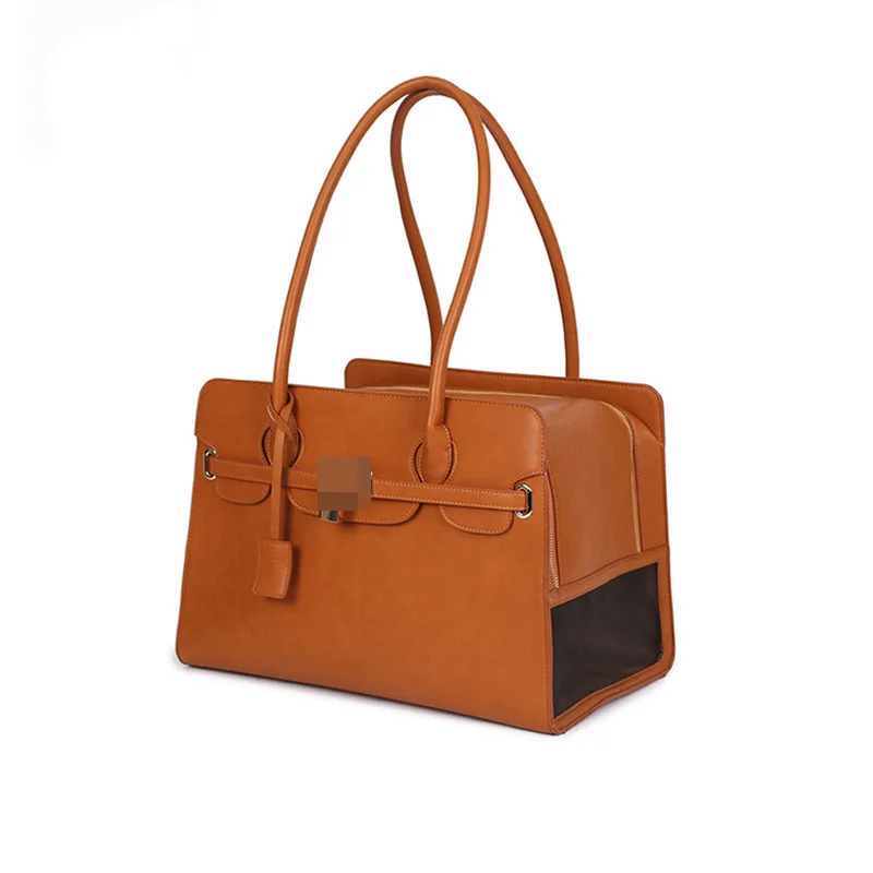 

Luxury Pet Basket Puppy Dog Cat Basket Premium Leather Basket Outdoor Hiking