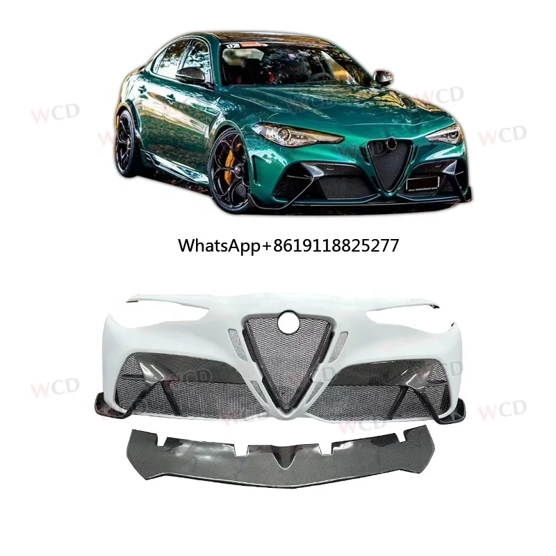 Half Carbon Fiber GTAM Style Giulia Front Bumper For Alfa Romeo Giulia Upgrade Bumper Facelift Auto Parts Bodykit