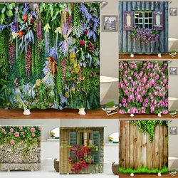 Outdoor Flower landscape Printing Bathroom Waterproof Shower Curtain Polyester 3D Garden Street View Home Decoration Curtain