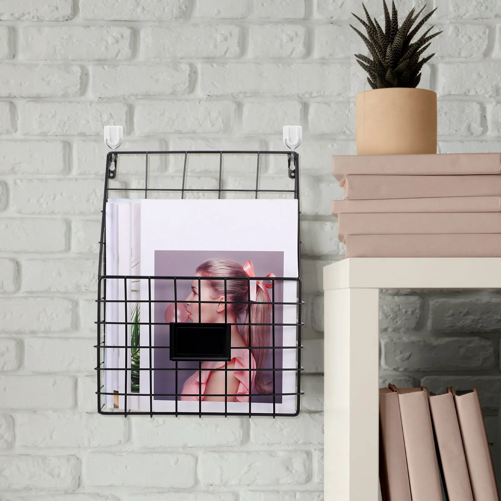 

Iron Wall Mounted Magazine Holder Hanging Book Organizer for Home Office Classroom Files Books Records Decorative Space Saving