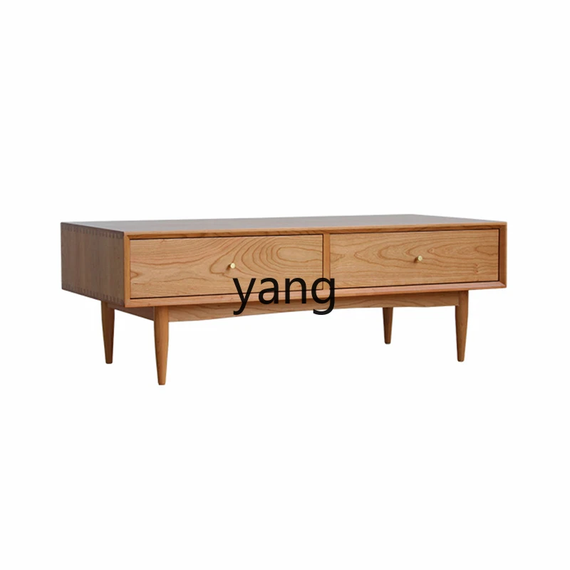 

LH Solid Wood Small Coffee Table Living Room Rectangular Tea Table Simple Multifunctional TV Cabinet