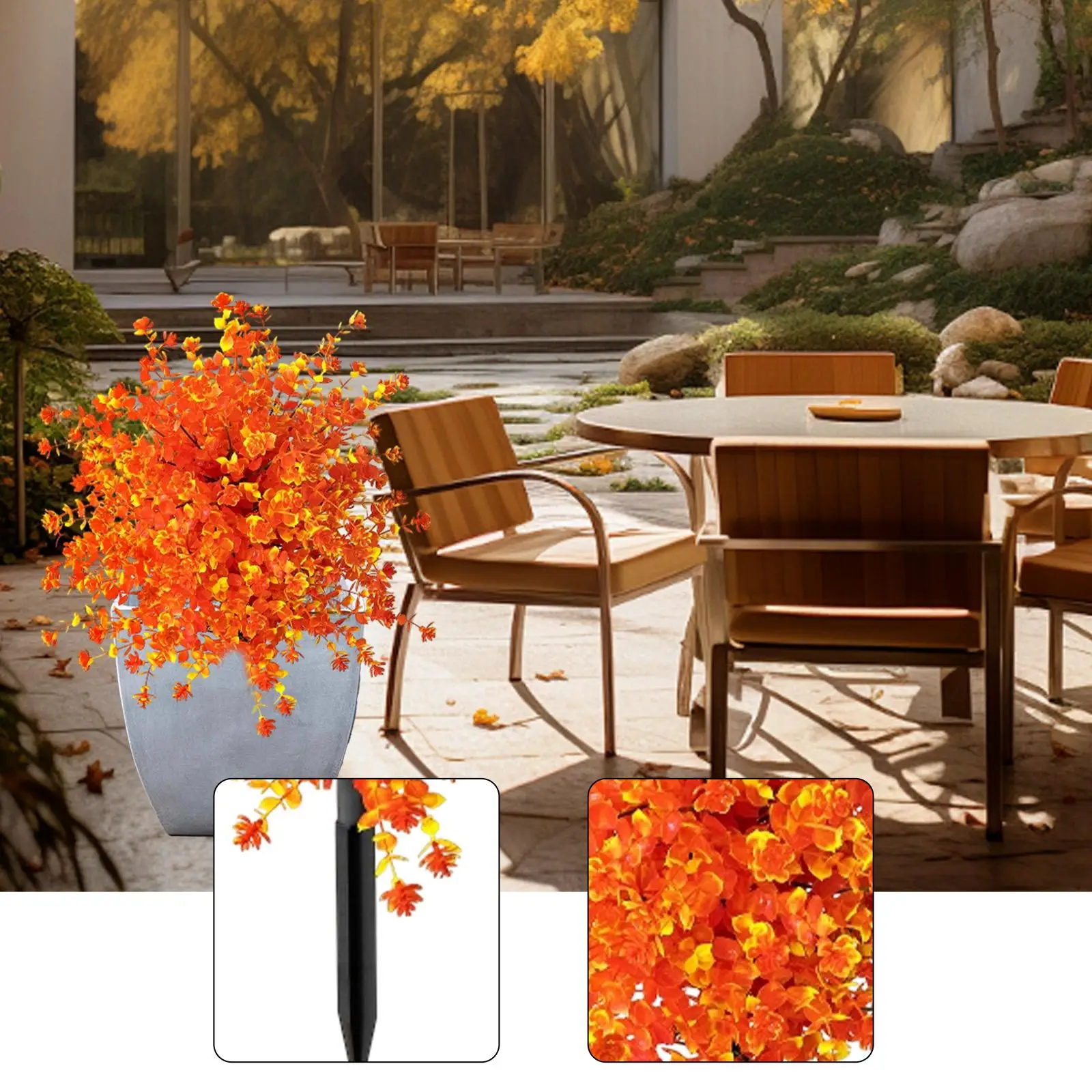 

Artificial Plants Garden Stake Fall Decoration Faux Plants Faux Shrub for Thanksgiving Day Patio Outside Balcony Backyard