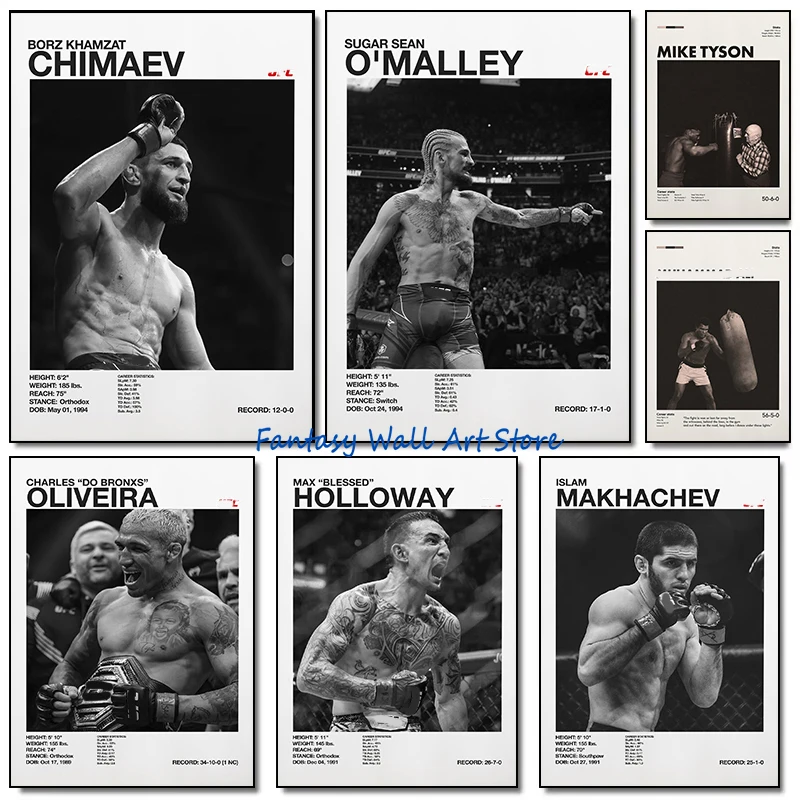 World Famous Boxing Players The Best Boxing Athlete Minimalist Black and White Poster Canvas Painting Wall Pictures Home Decor