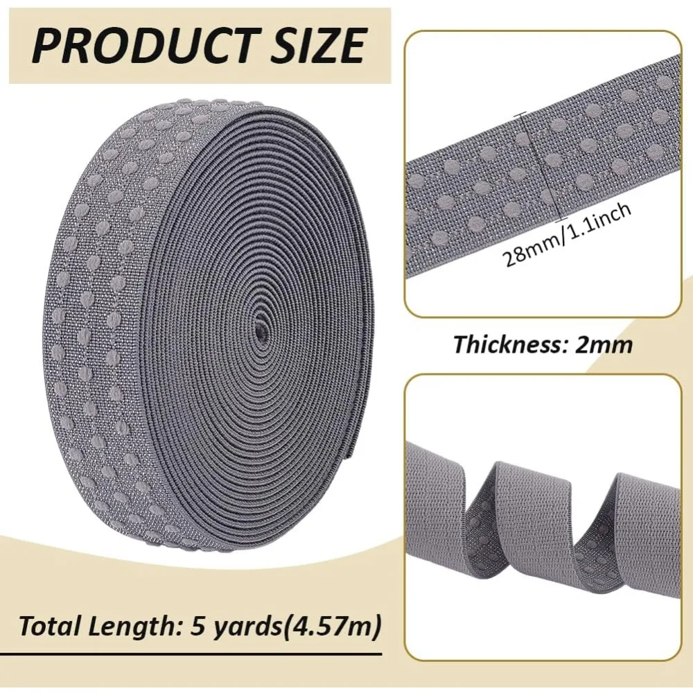 5 Yards Embroidery Flat Polyester Elastic Cord/Band Webbing Garment Sewing Accessories Gray 28mm