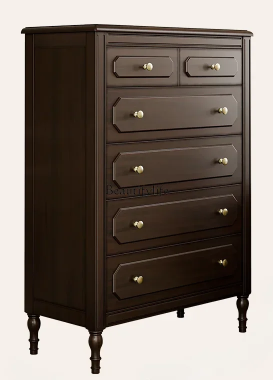 

FG11Retro solid wood six-chest cabinet, living room against the wall, bedroom, bedside storage cabinet