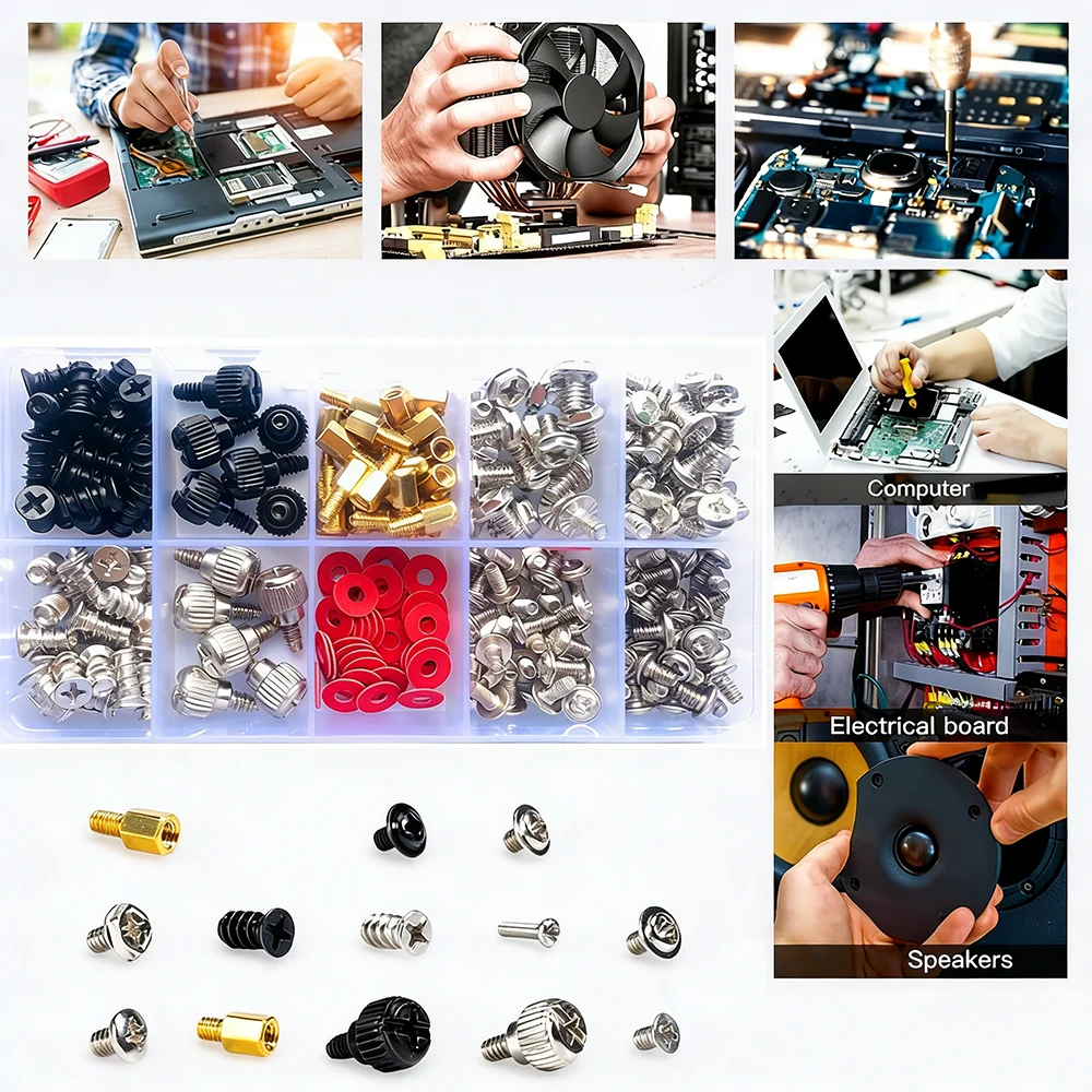 Computer Screws Kit 6-32 Male to M3 Female Motherboard Standoffs Bolt for SSD Hard Drive Fan Power Graphics Chassis PC ATX Case