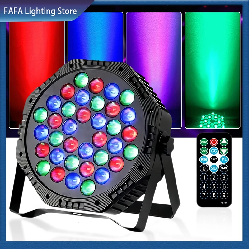 36 LED RGBW DMX 512 Stage Flat Par Lighting Effect DJ Disco Party Holiday Christmas Bar Club Wedding Birthday Show Lights