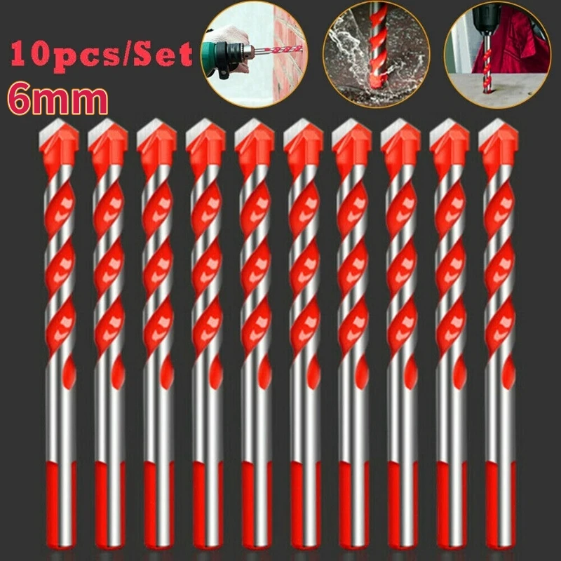

10 шт., 6 мм, многофункциональный набор сверл, керамическая плитка, мрамор, стекло, сверло, пила, сверло для обработки металла, электрические сверла, инструменты