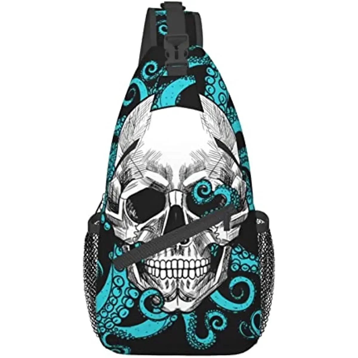 Bolso bandolera con tentáculo de calavera para mujer, mochila cruzada para el pecho, mochila para senderismo, mochila informal de viaje para hombre, paseo al aire libre, playa, poliéster