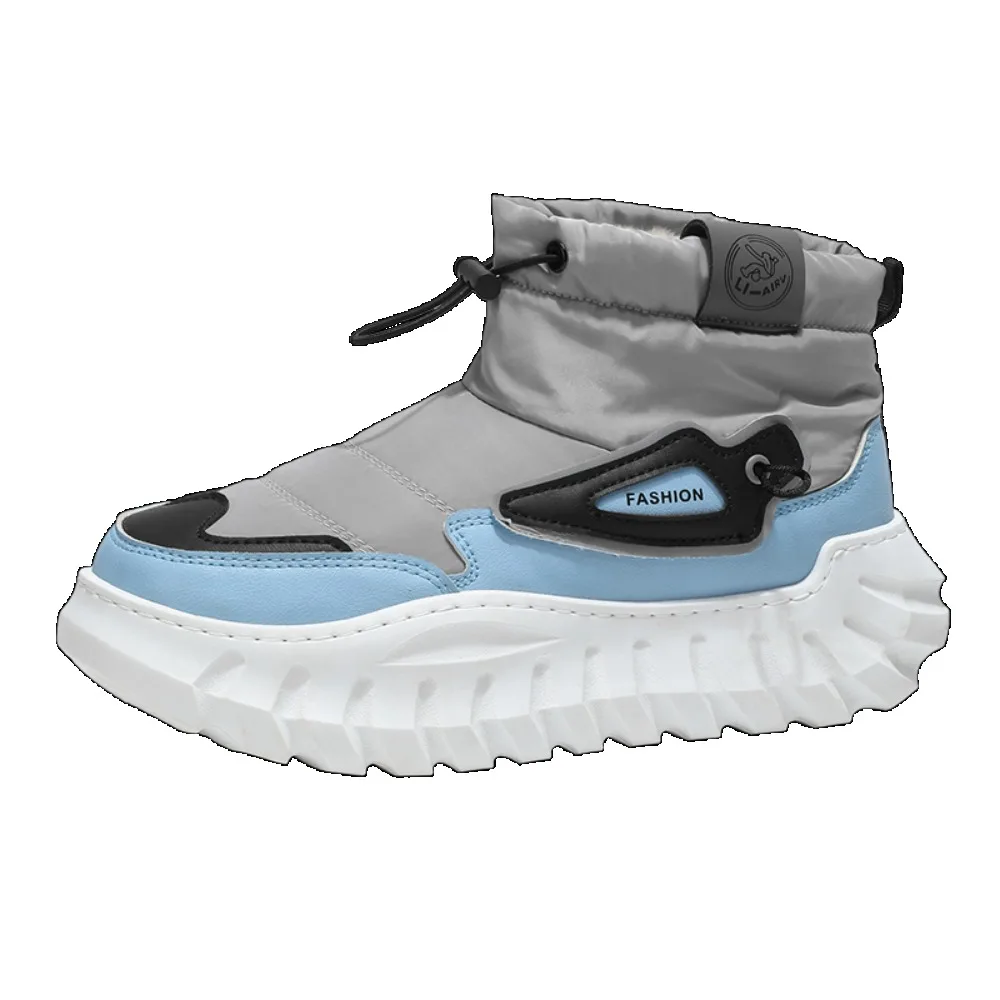 

Men's Winter New Leather Waterproof Snow Boots Male Fur Warm Shoes Plush Winter Plus Fleece Ankle Boots Men Outdoor Cotton Shoes