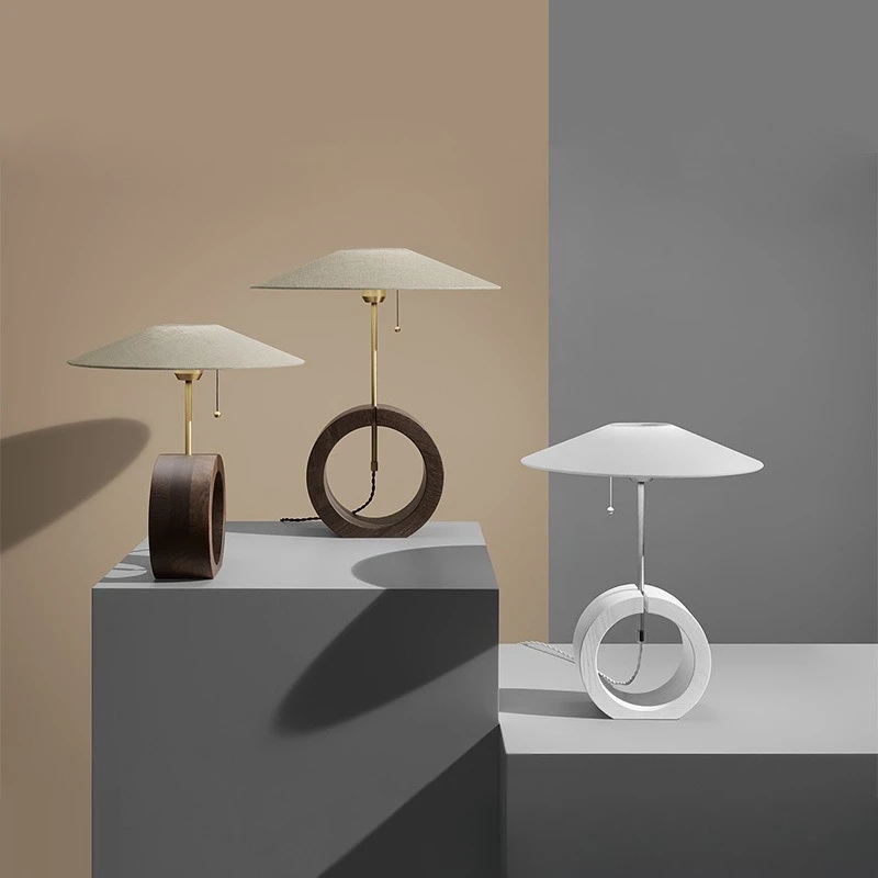 Walnut color linen pull line Italian Dali classic linen entrance bedroom living room decorative table lamp