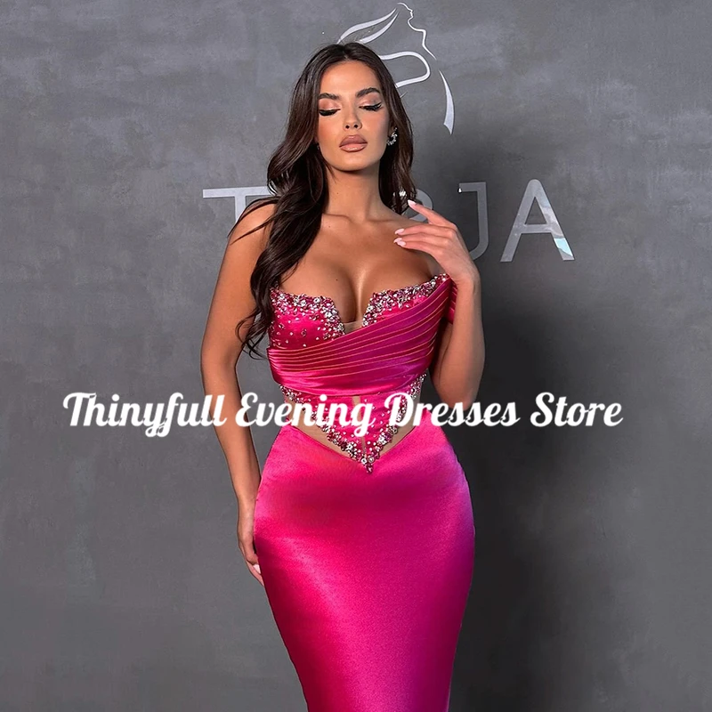 Thinyfull-Vestidos de Noche de sirena para mujer, ropa Formal con abalorios, ahuecada, talla personalizada