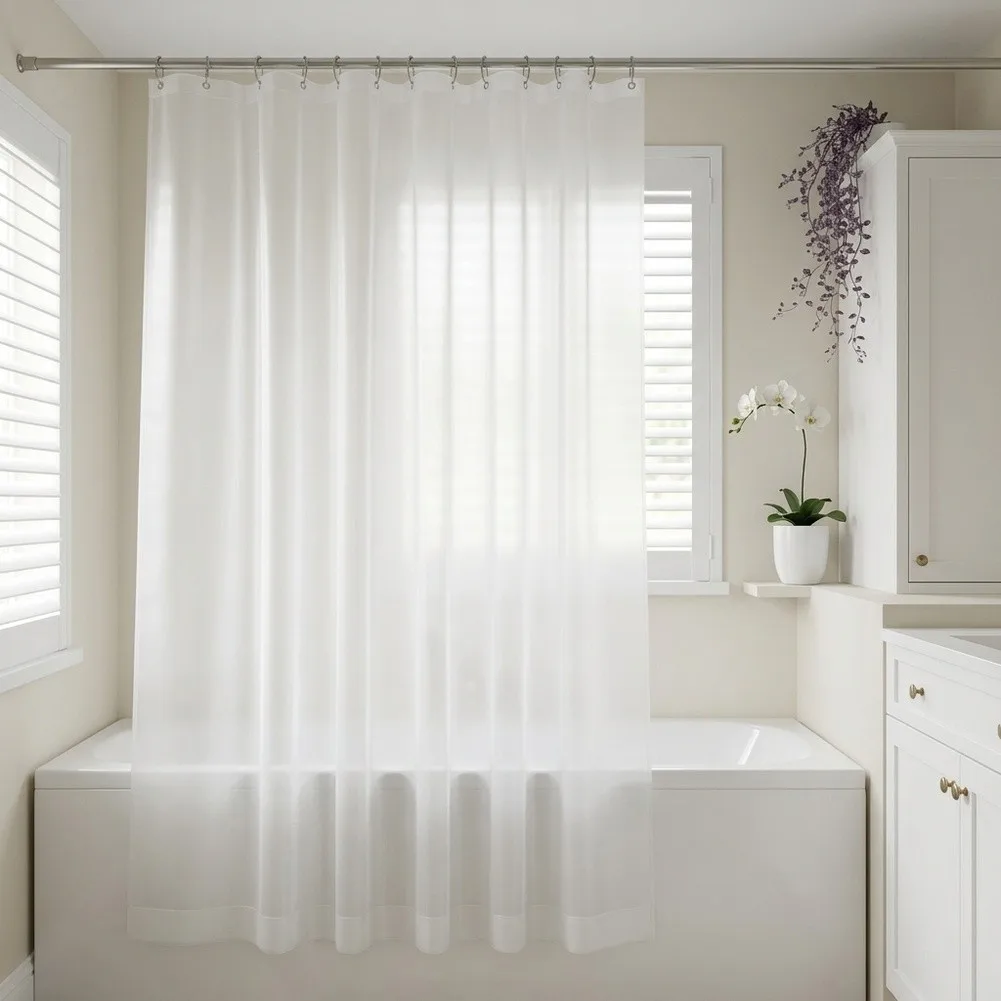 Clear EVA Shower Curtain Liner with Silk Pattern For Heavy-Duty Waterproof Design and Weighted Bottom 180x180cm